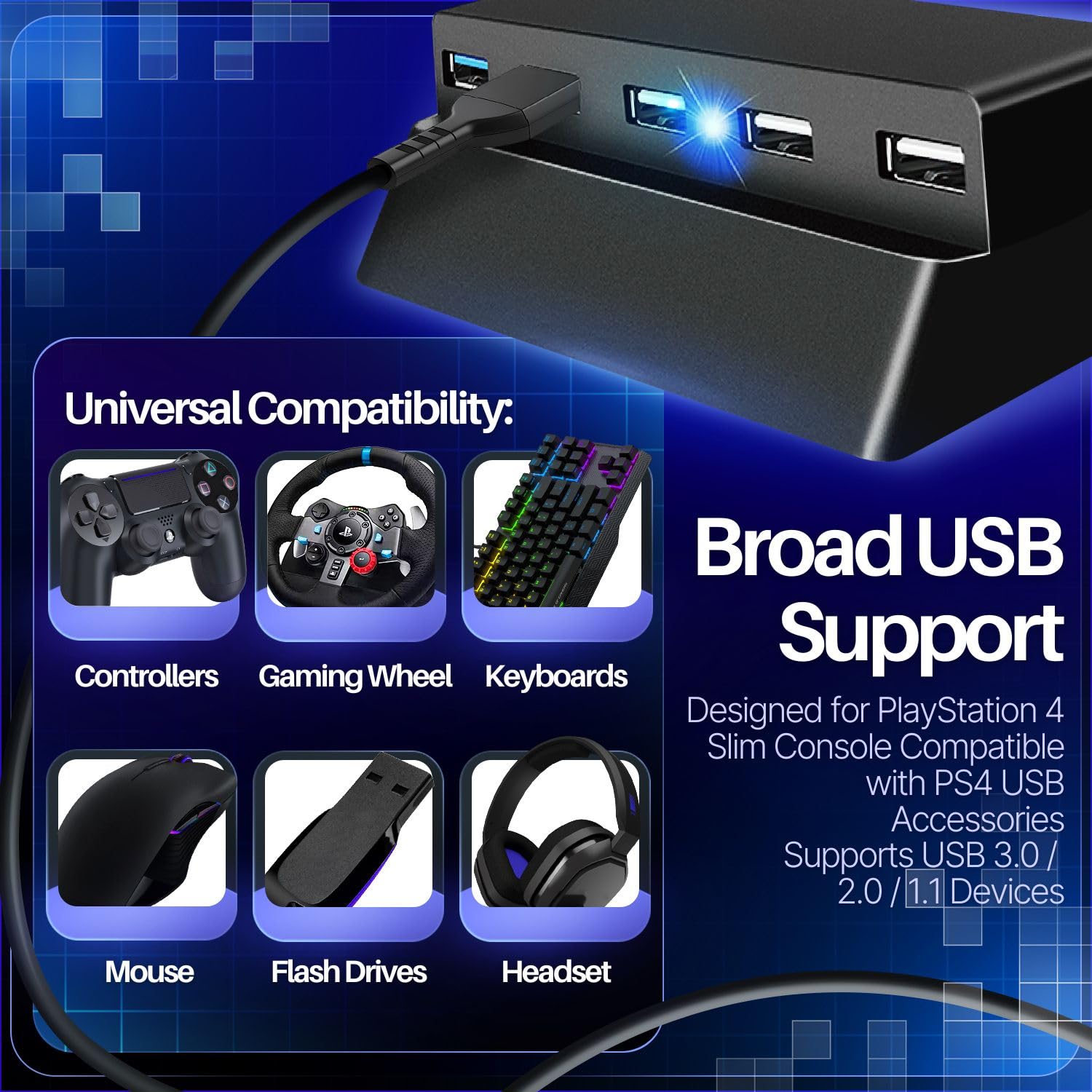 Amazon.com: TNP 5 Port USB Hub for PS4 Slim Edition - USB 3.0/2.0